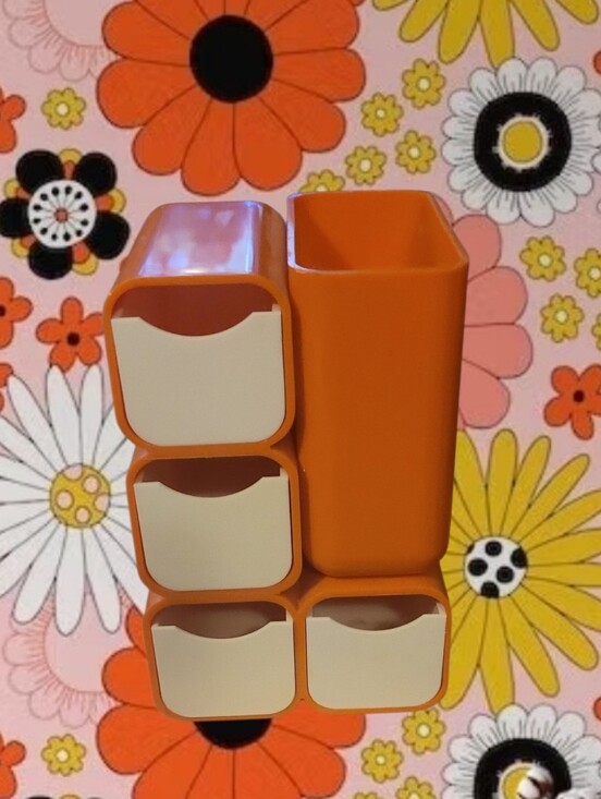 Other - Orange Modular Desk Organizer with Cream Drawers